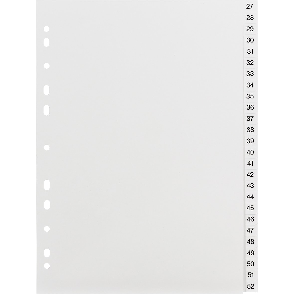 Soennecken Register 2119 DIN A4 1-52 volle Höhe PP weiß