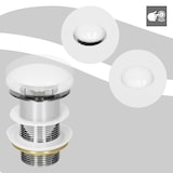 thumbnail of ML-Design Universal Ablaufgarnitur 1 1/4" ohne Überlauf – Pop-Up, Keramikdeckel Weiß/Edelstahl, inkl. Dichtungen