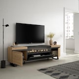 thumbnail of Mueble TV, Televisión, 200x57x35cm, Para TV hasta 80", Chimenea eléctrica, Diseño industrial, Roble y negro _ 47_22