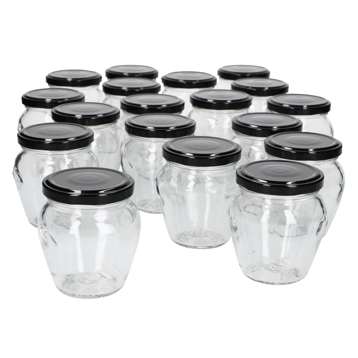 20er Set Marmeladenglas Vaso Orcio 212ml + To63 Deckel Schwarz