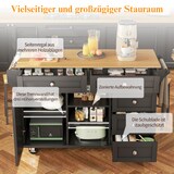 thumbnail of Küchenwagen Servierwagen 134x46x92 cm mit 5 Schubladen und Türen, verstellbarer Einlegeboden, Rollen und Standfüße, Schwarz MDF