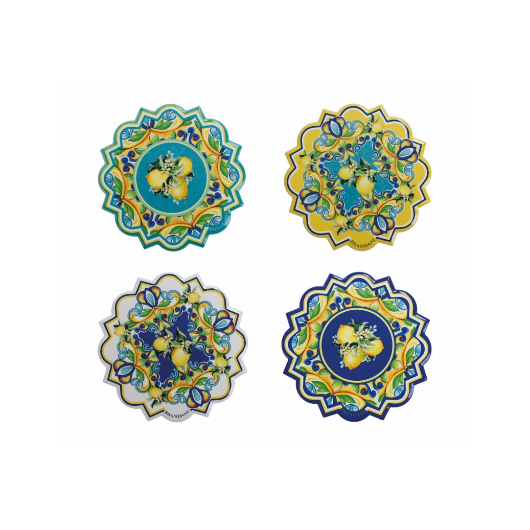 Set 4 Posavasos Cocina Citrus Brandani 52780 10cm Azul Claro Decoración Cerámica