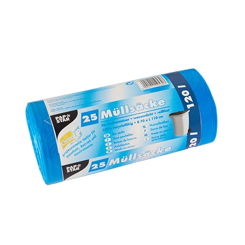 Starpak 25 Müllsäcke, HDPE 120 l 110 cm x 70 cm blau