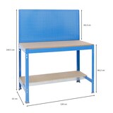 thumbnail of PROREGAL Proregal Werkbank Quick-Buffalo mit Werkzeugwand | HxBxT 84x120x61cm | Traglast 600kg | Blau | Holzplatte