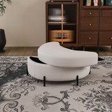 thumbnail of Aufbewahrungs-Fußhocker Chenille Beige mit verstecktem Stauraum und gepolsterter Sitzfläche