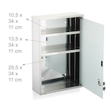 thumbnail of Relaxdays Medizinschrank, 3 Fächer, abschließbar, HBT: ca. 58x38x13cm, Edelstahl, Arzneischrank, Hausapotheke, Silber