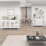 thumbnail of Merax Sideboard Anthem, mit verspiegelten Glastüren und vier Schubladen, Kommode im Landhausstil, Anrichte, Küchenschrank