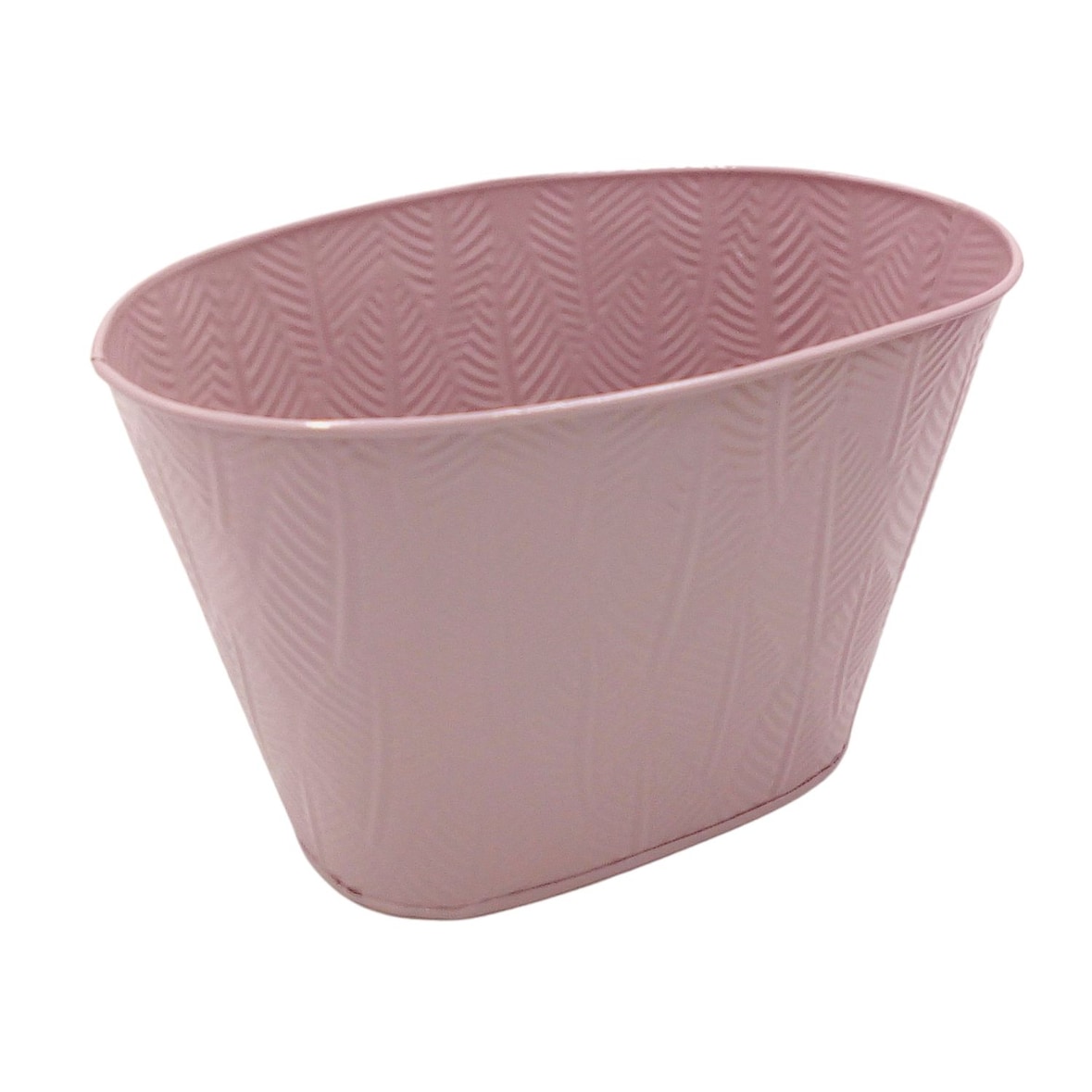 Übertopf aus Metall oval im Blätterdesign Pflanztopf Blumentopf Gartendekoration rosa