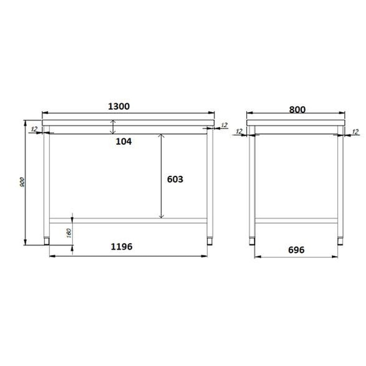 COMBISTEEL - Plan de travail 1300mm inox