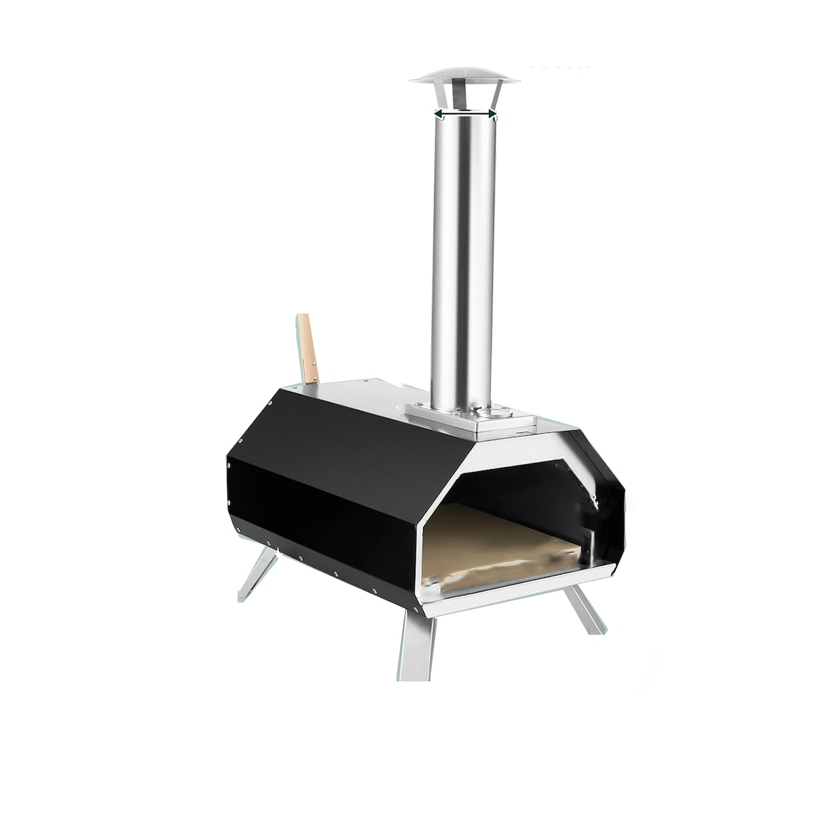 COSTWAY Horno de pizza para exteriores, horno de pizza portátil de acero inoxidable con piedra para pizza y pala para pizza