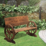 thumbnail of Outsunny banco de jardín de madera banco de exterior con reposabrazos y 2 ruedas decorativas estilo rústico carga 250 kg para patio114x58x80cm