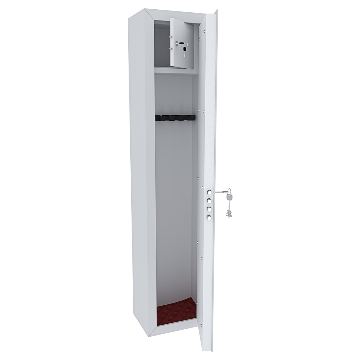 Armadio Portafucili Armi Blindato Fuciliera In Acciaio Con Cassetto Tesoretto Con Serratura E Chiave A Doppia Mappa Bianco Opaco 148x34x28 Cm 5 Posti