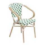 thumbnail of Fauteuil de terrasse bistrot parisien en aluminium et rotin vert foncé