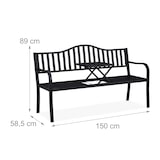 thumbnail of Relaxdays Gartenbank mit klappbarem Tisch, 3-Sitzer, stabil, Garten, Metall Balkonbank, HBT 89 x 150 x 58,5 cm, schwarz