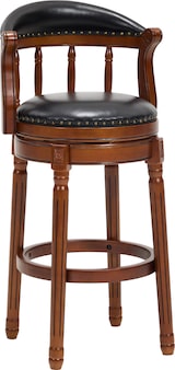 thumbnail of Barhocker 1 Stück aus Echtleder und Holz in Schwarz/Elfenbein-Weiß, 360° drehbar, Sitzhöhe 74,9 cm