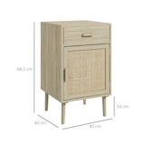 thumbnail of Conjunto de 2 Mesas de Cabeceira com Gaveta de Vime e Prateleira Ajustável para Quarto Sala 40x40x68,5 cm Carvalho