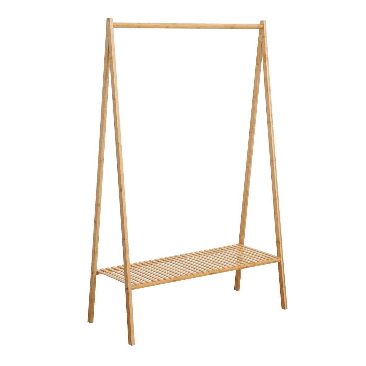 SVITA LANA Garderobenständer Kleiderstange mit Schuhablage Bambus Flur Ankleidezimmer