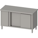 thumbnail of Stalgast Edelstahl Arbeitsschrank mit Schiebetüren, 1900x600x850 mm, mit Flügeltürschrank links, ohne Aufkantung, verschweißt