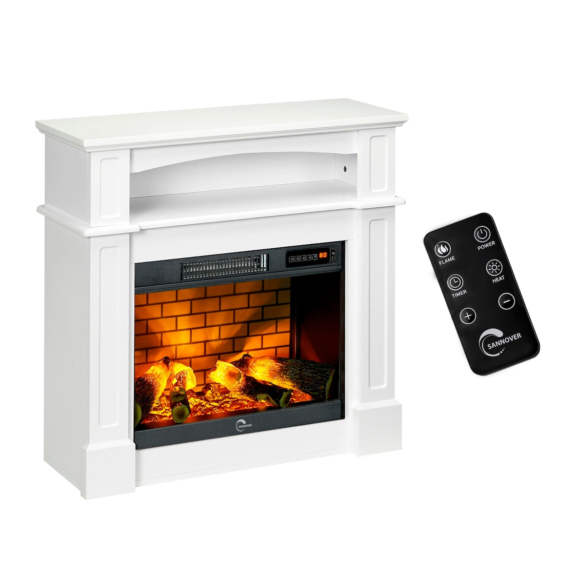 Elektroofen/-kamin Sifora 2000 W 80,5 x 30 x 81 cm Weiß Sannover – wird montiert und betriebsbereit geliefert