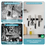thumbnail of CHEFGASTRO Magnetleiste magnetische Messerleiste Messerhalter aus Metall, HxBxT 4x40x1,5cm, Inkl. 3 schwarze Haken, Schwarz, zum Kleben oder Schrauben