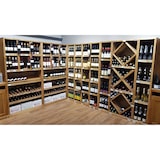 thumbnail of LES ARTISANS DU BOIS Présentoir à vin Œnologue Casiers et Croisillons en bois teinté verni chêne foncé  L130x P40 x H200 cm