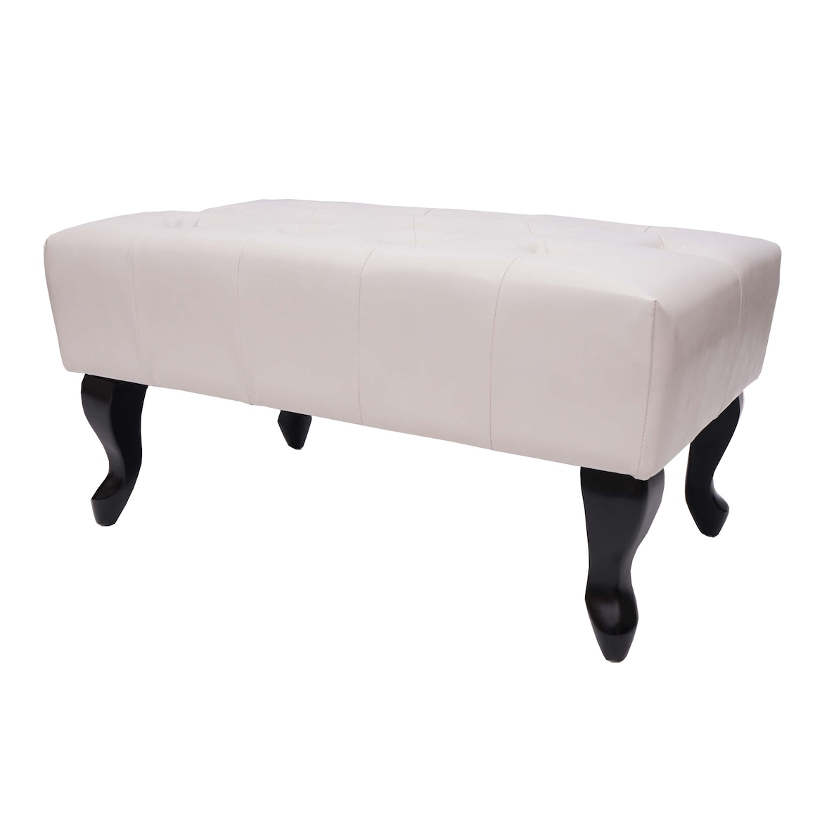Pouf poggiapiedi ottomano stile vittoriano Chesterfield ecopelle bianco