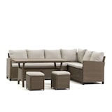 thumbnail of Set de comedor de exterior en polirratán con sofá esquinero de 7 plazas, 2 pufs y mesa 145x75 cm, diseño elegante para jardín y terraza - FIRENZE