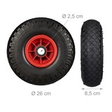 thumbnail of Relaxdays Sackkarrenrad 2er Set, pannensichere 3.00-4" Vollgummireifen, 25mm Achse, bis 80 kg, 260x85 mm, schwarz-rot