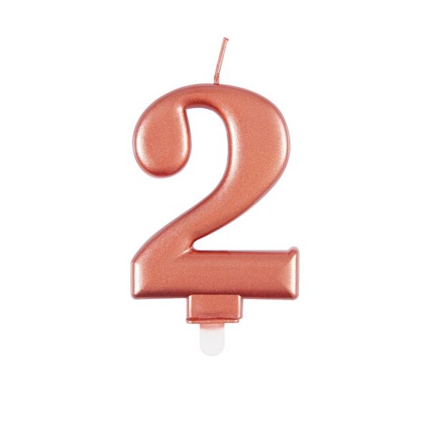 Roségold Metallic Kerze Zahl 2