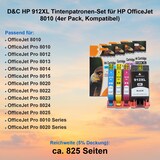 thumbnail of D&C HP 912XL Tintenpatronen-Set für HP OfficeJet 8010 (4er Pack, Kompatibel)