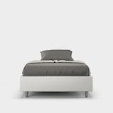 thumbnail of Französisches Doppelbett mit gepolstertem Behälter 140x190, weißem Azelia-Kunstleder