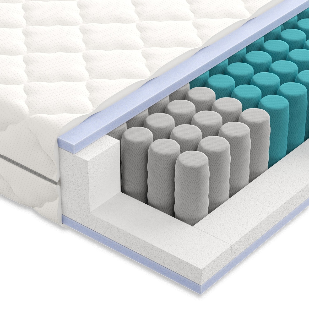 Pocketvering matras 120x200 | Gemiddelde en harde stevigheid | 7 Zones matras | 21cm Hoog | Ergonomisch | Anti|allergie