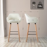 thumbnail of Conjunto de 2 bancos de bar em pele Grant creme