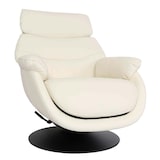 thumbnail of Fauteuil relax avec pouf HWC-K99, Fauteuil TV, fonction bascule pivotante, métal cuir véritable/simili cuir ~ crème-blanc