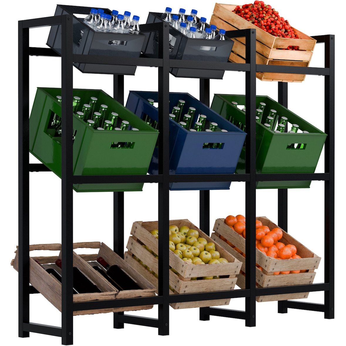 Support pour caisses de boissons Stack Noir /116x135x31 cm