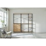 thumbnail of Möbilia Regal schmal mit 6 Böden | MDF furniert | Gestell Metall | B 42,5 x T 30 x H 210 cm | natur-schwarz | 12020045 | Serie REGAL