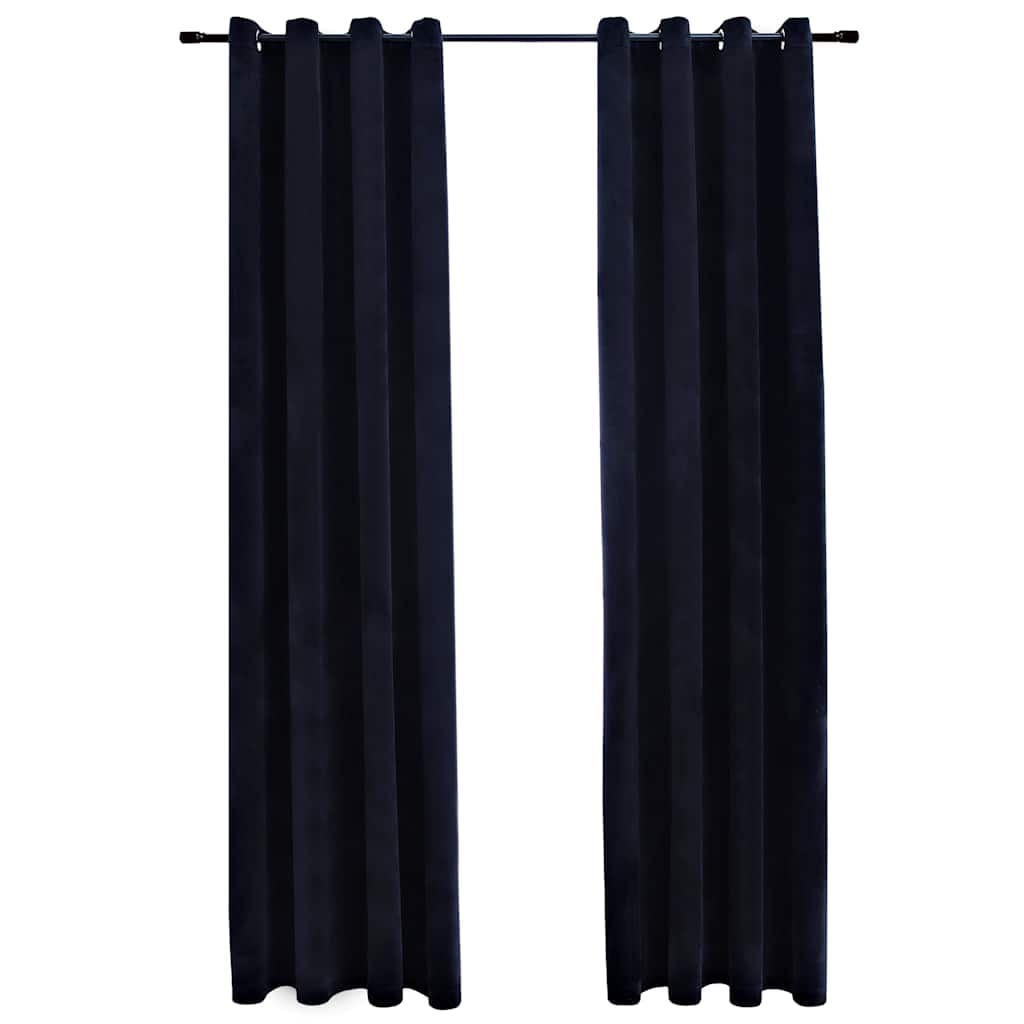 vidaXL Verdunkelungsvorhänge mit Ösen 2 Stk. Samt Schwarz 140x245 cm