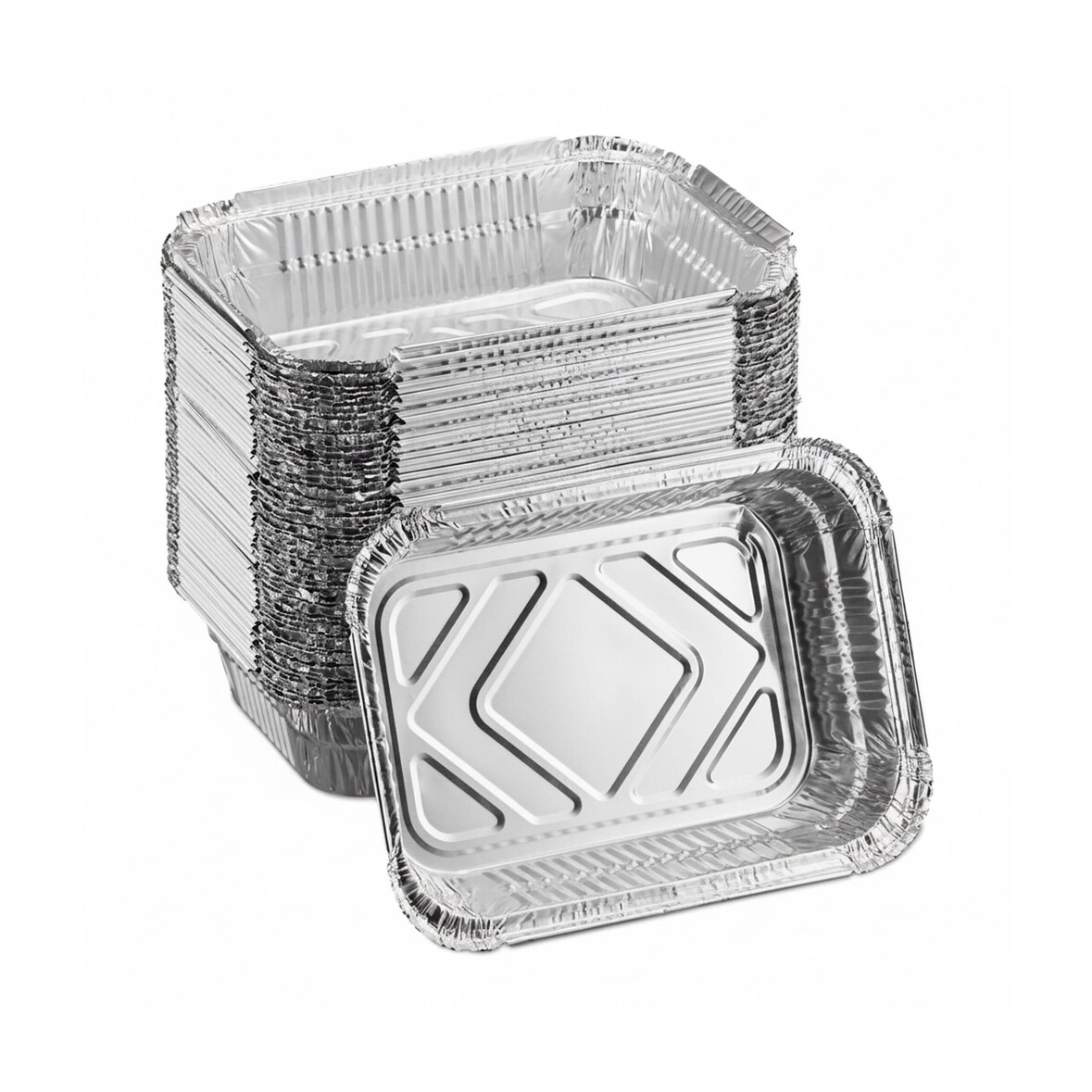 Relaxdays Aluschalen Grill, 50er Set, B x T: 18,5 x 13 cm, eckige Grillschalen, Tropfschalen indirektes Grillen, silber