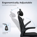 thumbnail of Five Stars® Ergonomische Bureaustoel voor Volwassenen - Mesh Rugleuning - Verstelbare Hoofdsteun & Armleuningen - Ergo Plus - Zwart