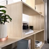 thumbnail of Dmora Bücherregal Orsaro, Mehrzweck-Büroregal, Bücherregal mit 6 Regalen, 145 x 29 x 145 cm, Eiche