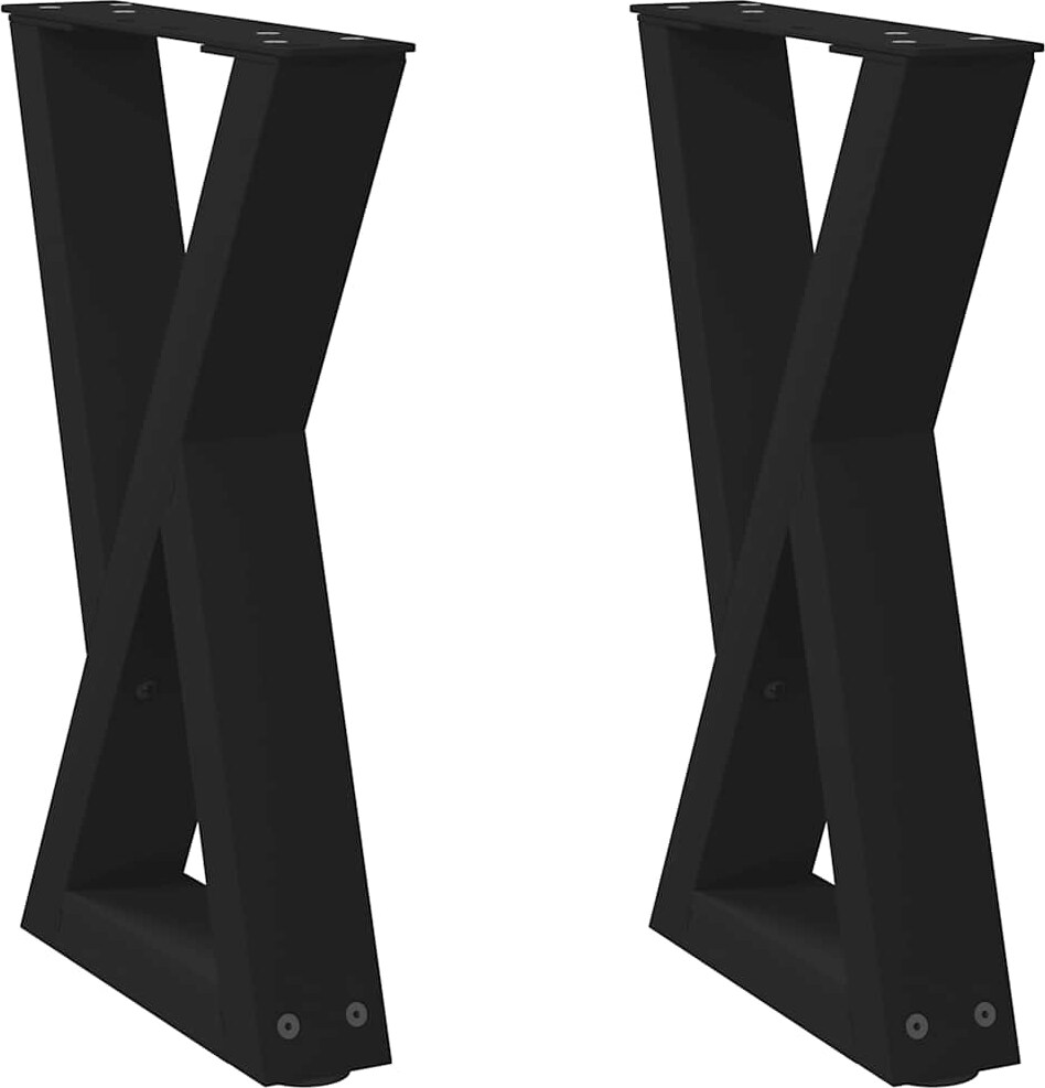Helloshop26 - Set mit 2 verstellbaren Couchtischbeinen modernes Design 38 x 42–43,3 cm schwarzer Stahl 02_0056986