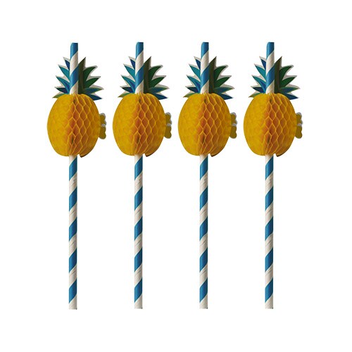 Papstar Trinkhalme, Papier Ø 6 mm · 20 cm "Pineapple" 10 x 50 Stück