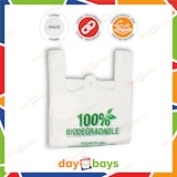 thumbnail of DayBays 1000 Stk. Bio Hemdchentragetaschen 24+11x45 cm 100% Biodegradable Bag weiß geblockt