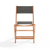 thumbnail of Lote de 2 sillas plegables de madera de eucalipto y textileno negro - Oviala