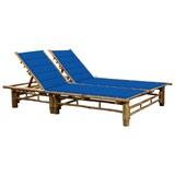 thumbnail of Helloshop26 - Transat chaise longue bain de soleil lit de jardin terrasse meuble d'extérieur pour 2 personnes avec coussins bambou 02_0012909