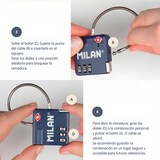 thumbnail of MILAN 430 - Candado Metálico TSA con Cierre de Combinación de 3 Dígitos. Color Azul