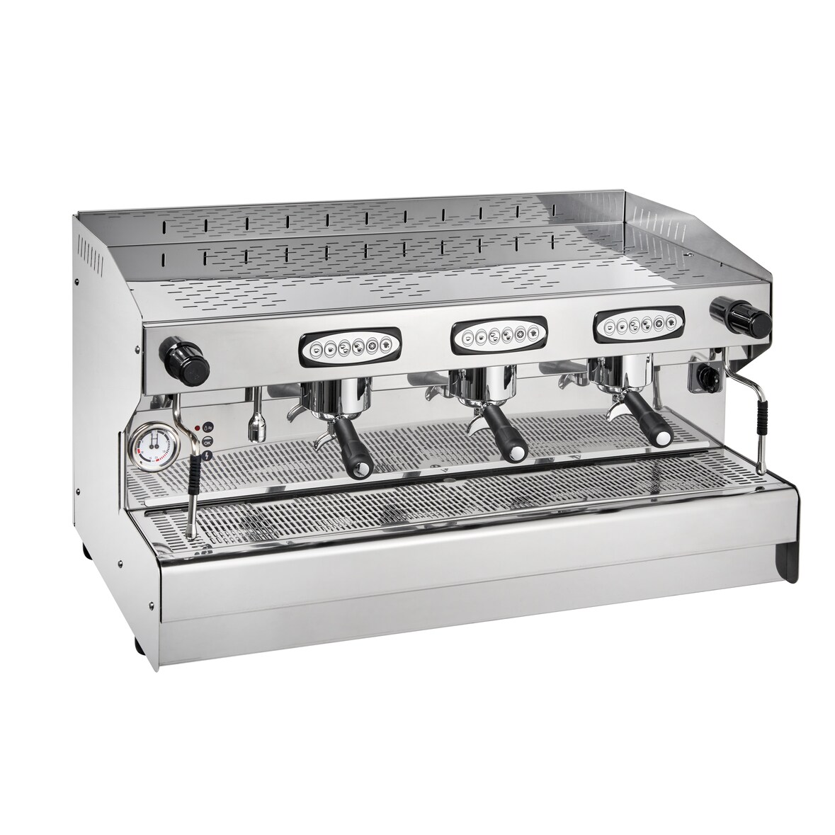 GastroHero Espressomaschine Milano 3GR Automatik – professionelle 3-Gruppen-Siebträgermaschine aus Edelstahl für Café, Bar & Gastronomie