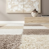 thumbnail of Hochflorteppich Shaggy Kariert Weich Flauschig Waschbar Strapazierfähig Schlafzimmer Esszimmer Mokka 80x150 cm – RHEIN von Kadima Design
