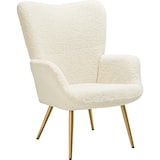 thumbnail of tectake Fauteuil Hygge gestoffeerd, ergonomisch, draagkracht 150 kg - Zonder hocker, Bouclé crème/goud - 405596