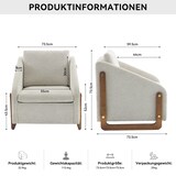 thumbnail of Sessel Polstersessel Wohnzimmerstuhl Relaxsessel Akzentstuhl mit Holzarmlehnen und Chenille Bezug 73x73x73 Beige